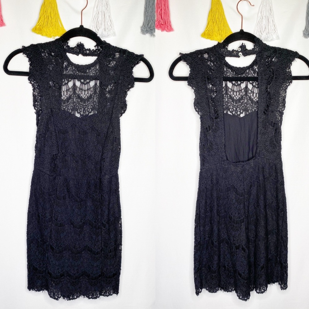 Free People Daydream Lace Mini Dress in Black - Picture 2 of 10